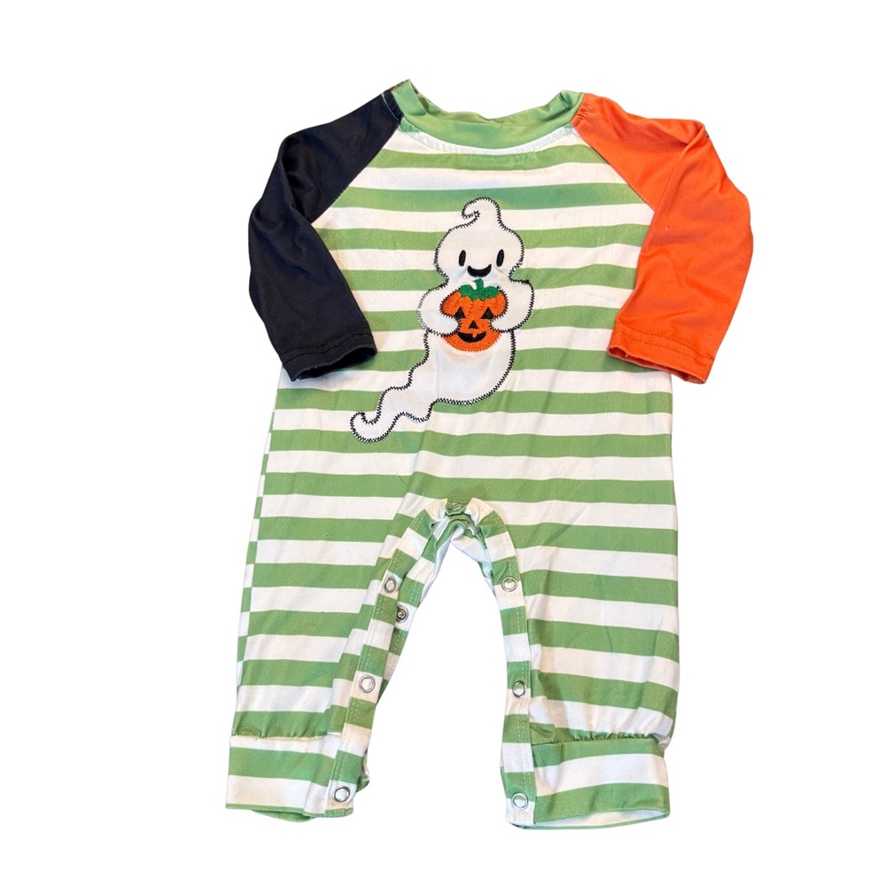 Spooky Striped Ghost Baby‎ Footie